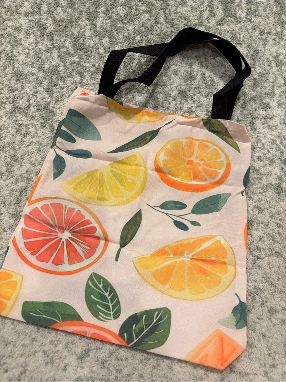 Mixed Citrus Poly Canvas Tote Bag NWT 13.5” x15.50”